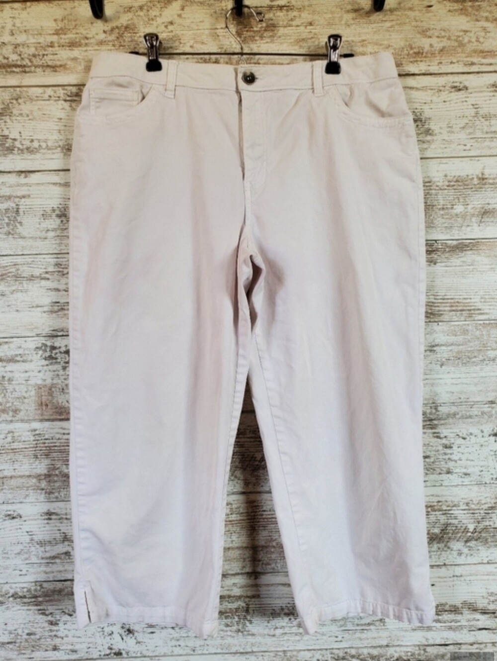 Merona Khaki Capri Pant Crop Mid Rise Chino Comfort Stretch